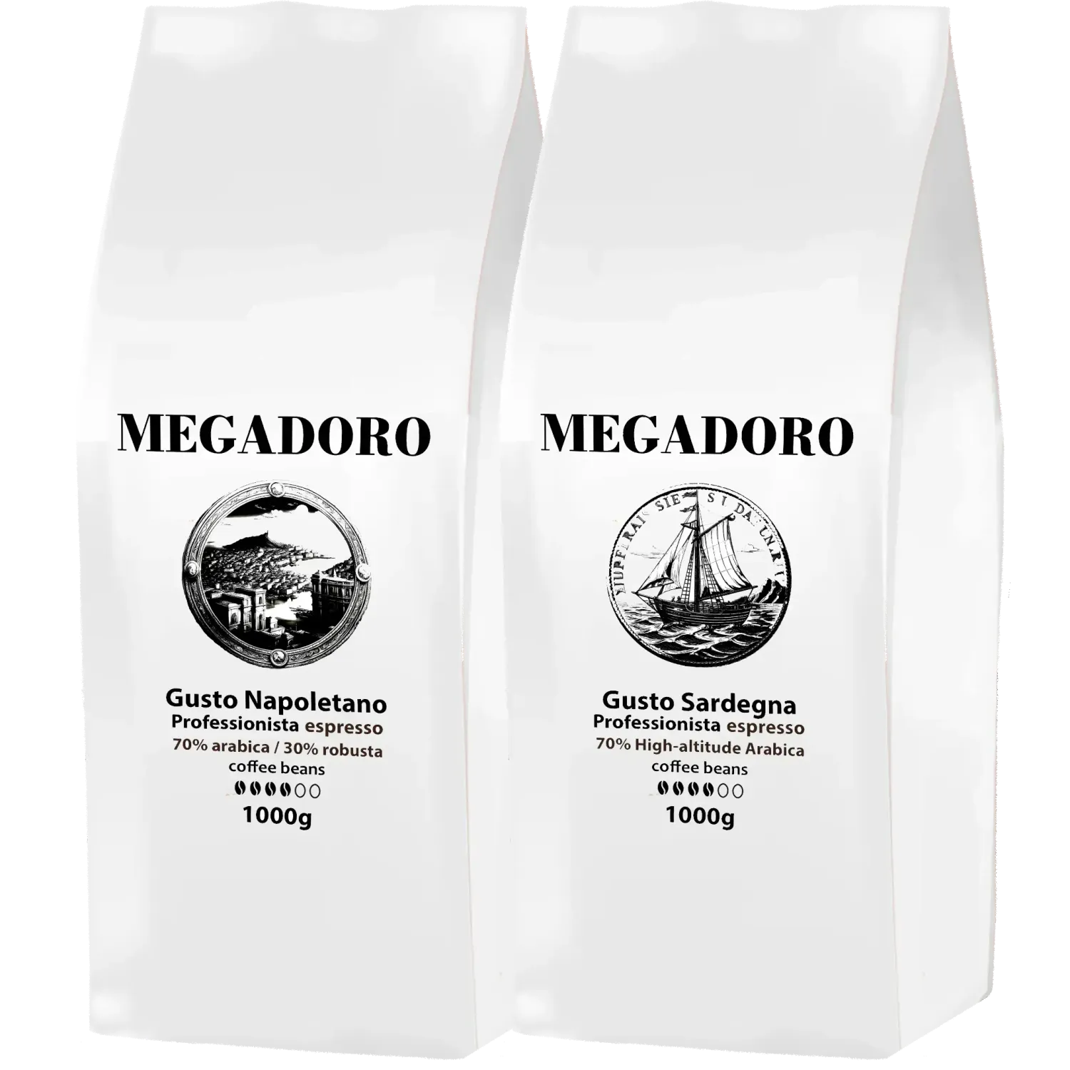 Megadoro PRO Set Coffee beans, 2x1000g, Großhandel/Gastronomie-Qualität Megadoro PRO Set Coffee beans, 2x1000g, Großhandel/Gastronomie-Qualität