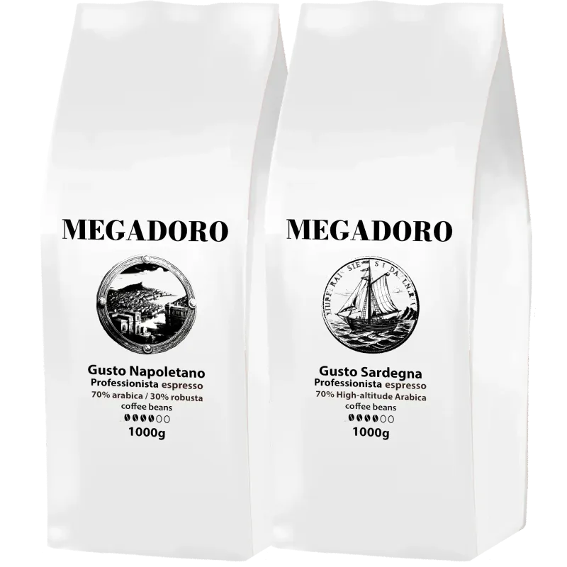 Megadoro PRO Set Coffee beans, 2x1000g, Großhandel/Gastronomie-Qualität
