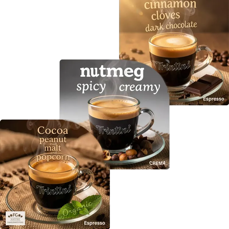 Trintini Set Organic Espresso, Espresso und Crema Gusto Italiana  Coffee beans 3x1000g