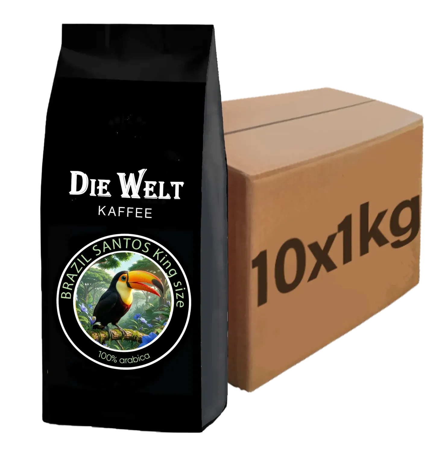 Die Welt Kaffee Brazil Santos Kingsize Coffee Beans, 10x1kg (SUB_1M)