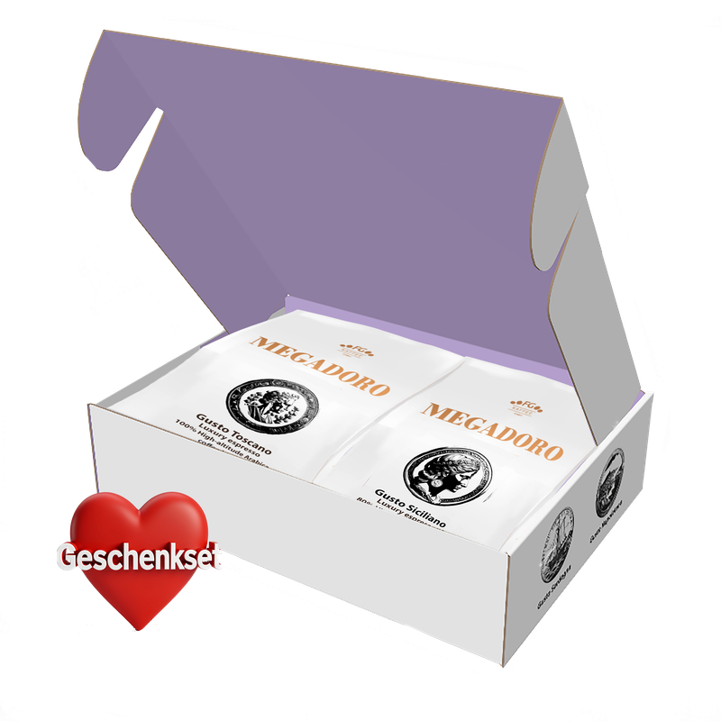 Megadoro Set Gusto Toscano und Gusto Siciliano Coffee beans 100% Arabica 2x500g
