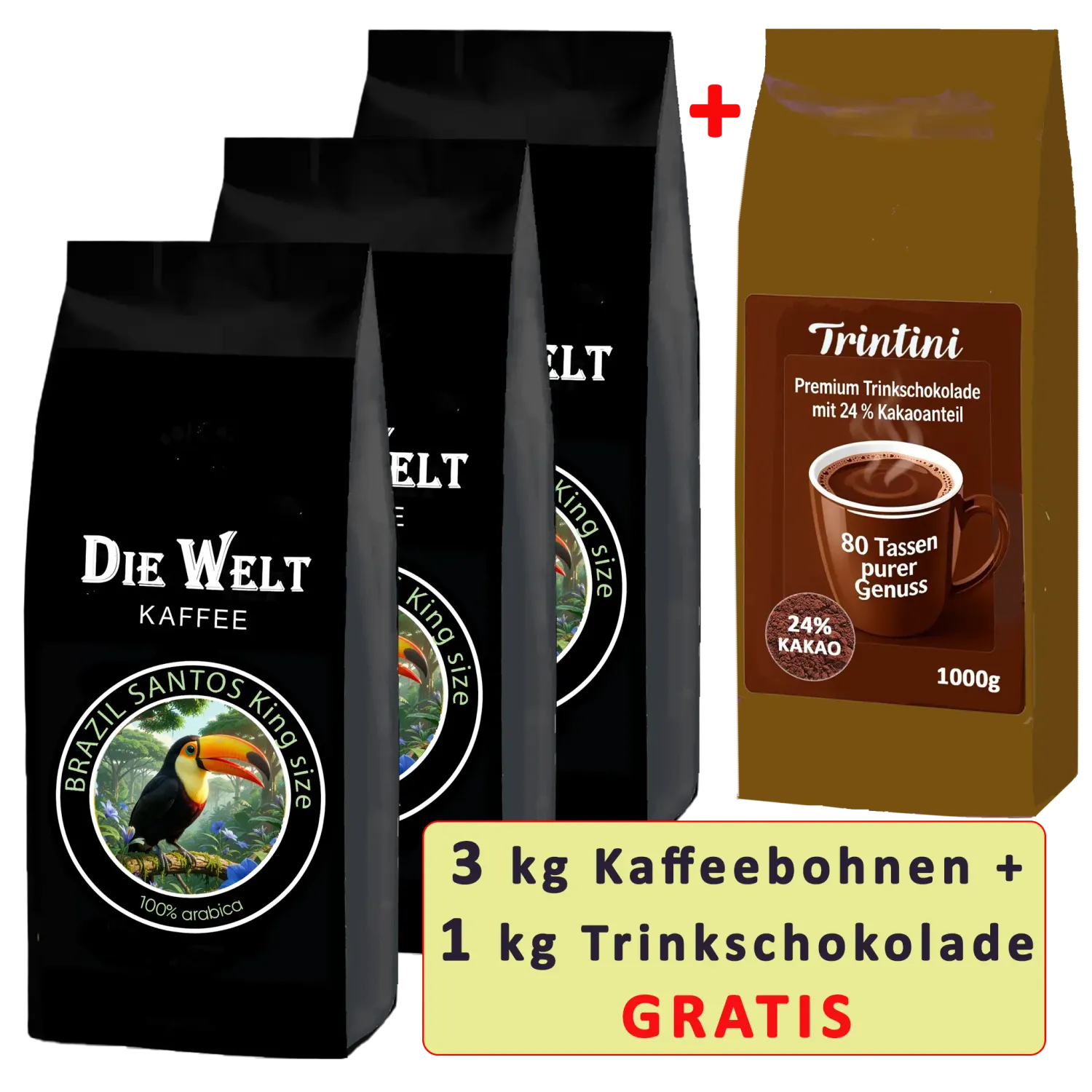 Die Welt Kaffee Brazil Santos Kingsize Coffee Beans, 1000g Die Welt Kaffee Brazil Santos Kingsize Coffee Beans, 1000g