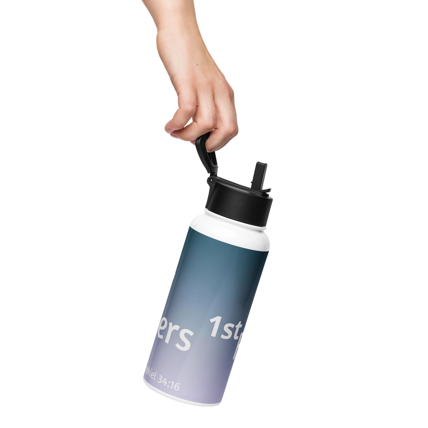 Stainless steel water bottle with a straw lid