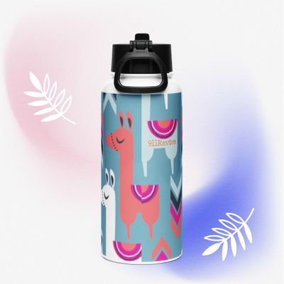 Stainless steel water bottle with a straw lid