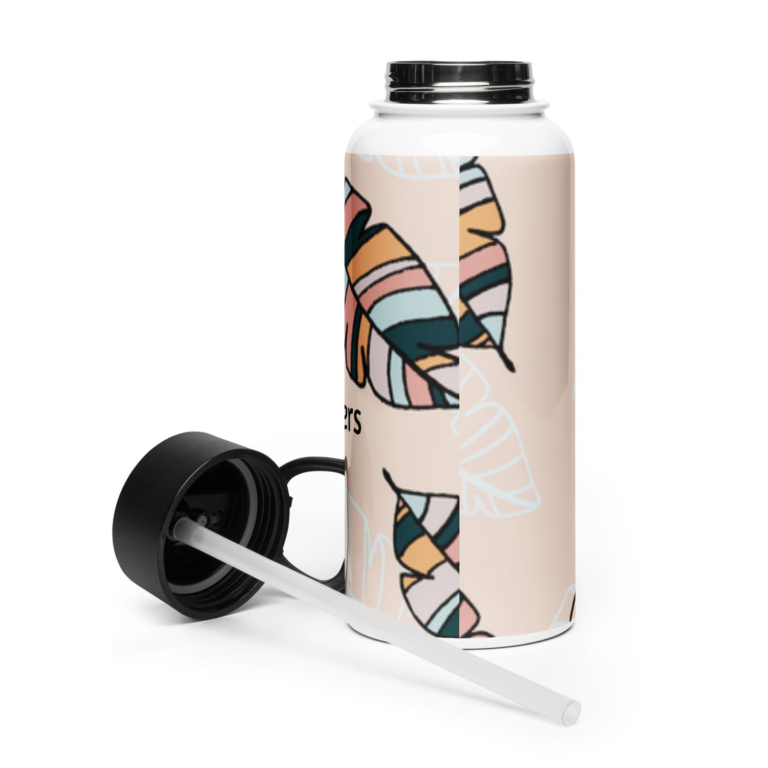 Stainless steel water bottle with a straw lid
