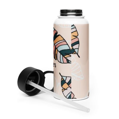 Stainless steel water bottle with a straw lid