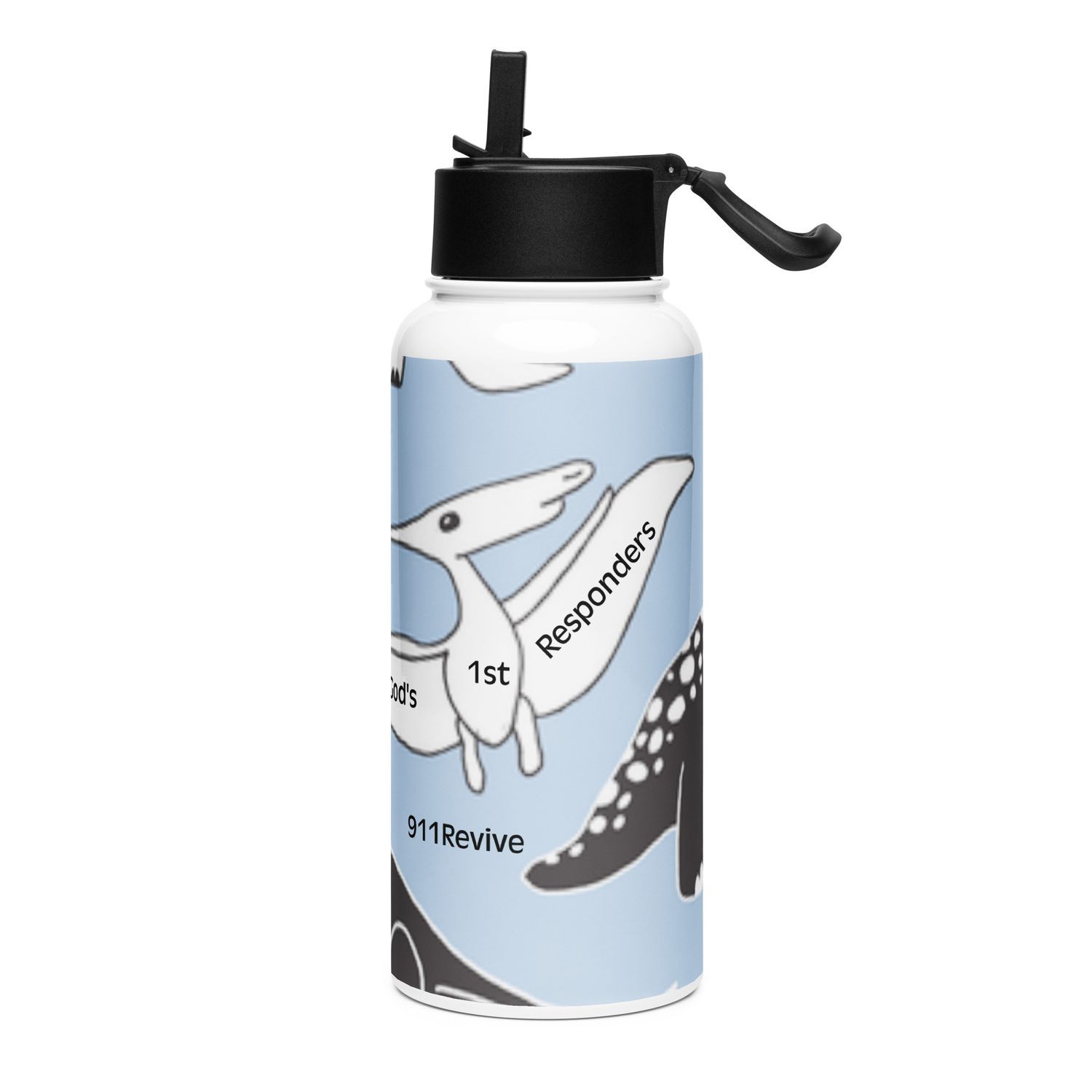 Stainless steel water bottle with a straw lid