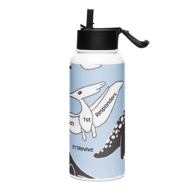 Stainless steel water bottle with a straw lid