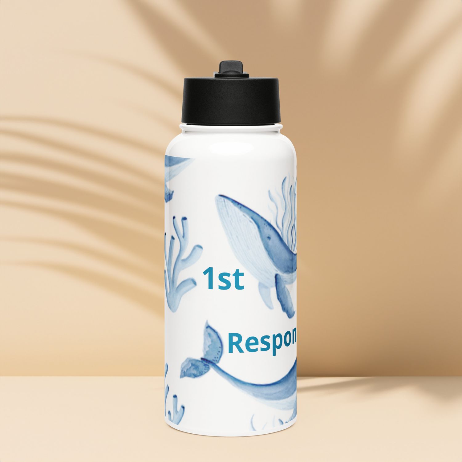 Stainless steel water bottle with a straw lid