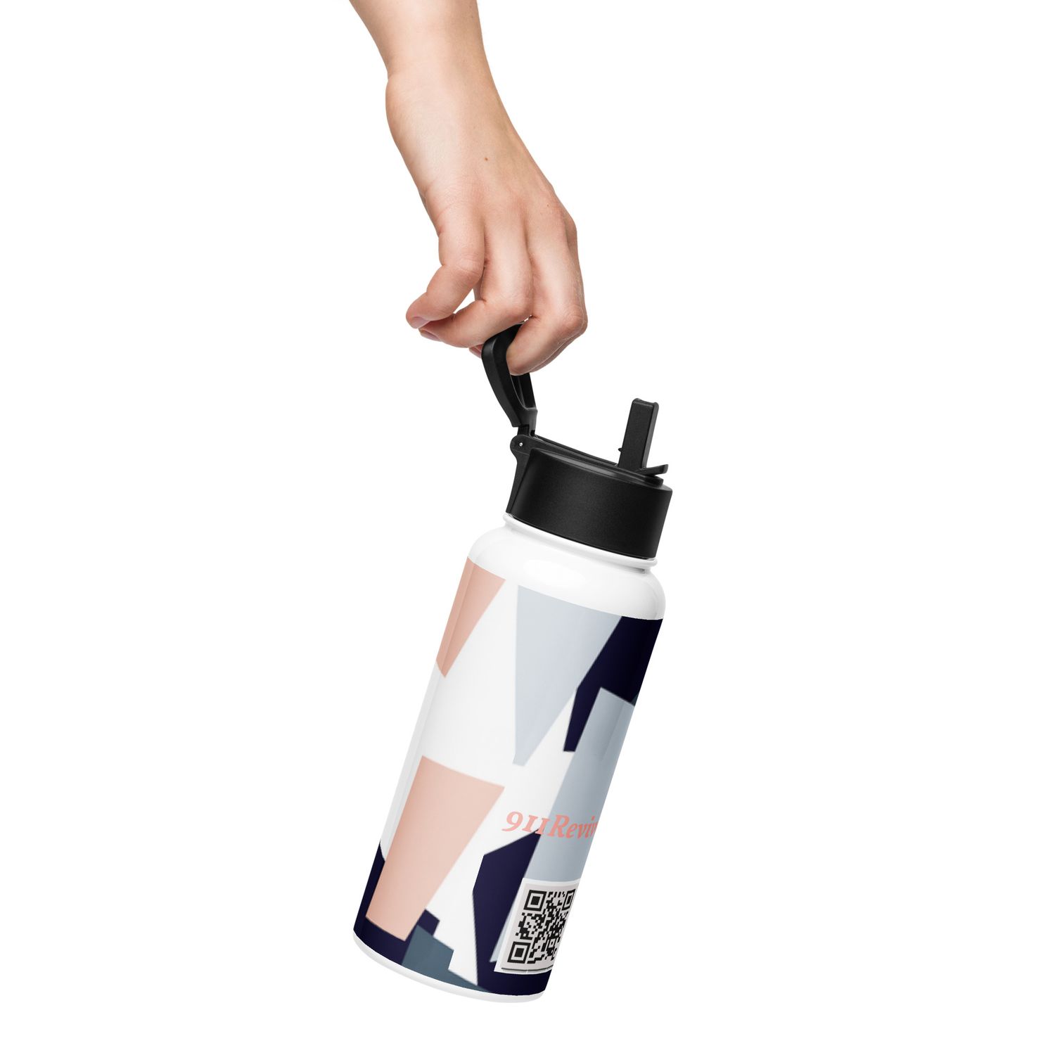 Stainless steel water bottle with a straw lid