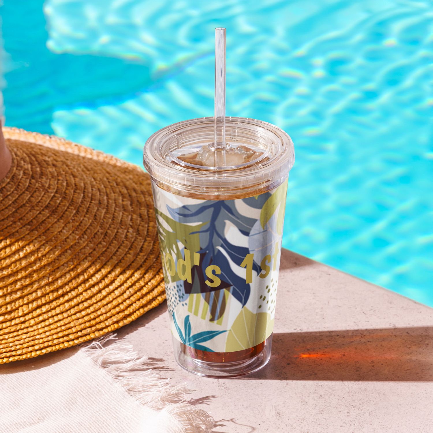 Clear plastic tumbler