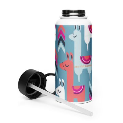 Stainless steel water bottle with a straw lid