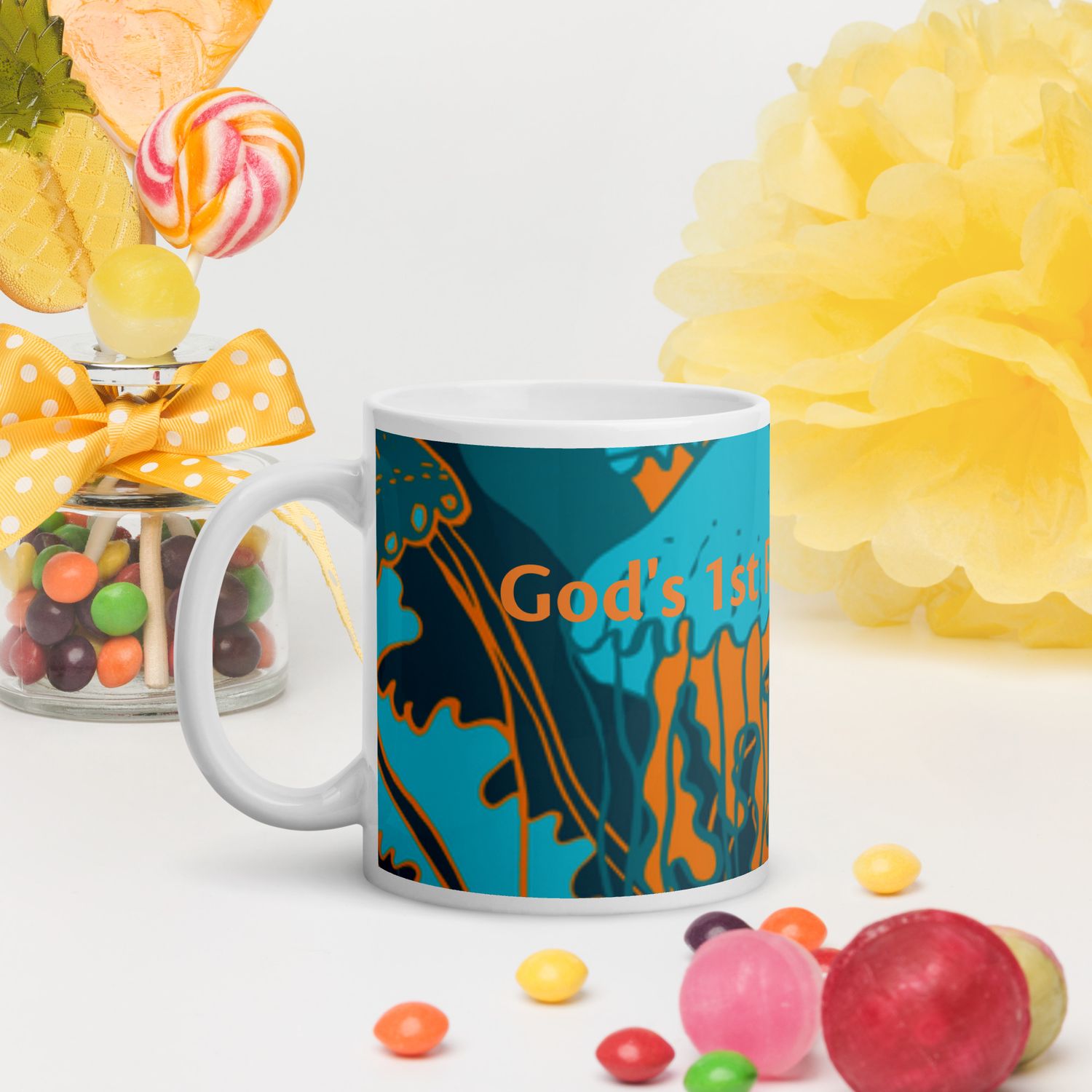 White glossy mug