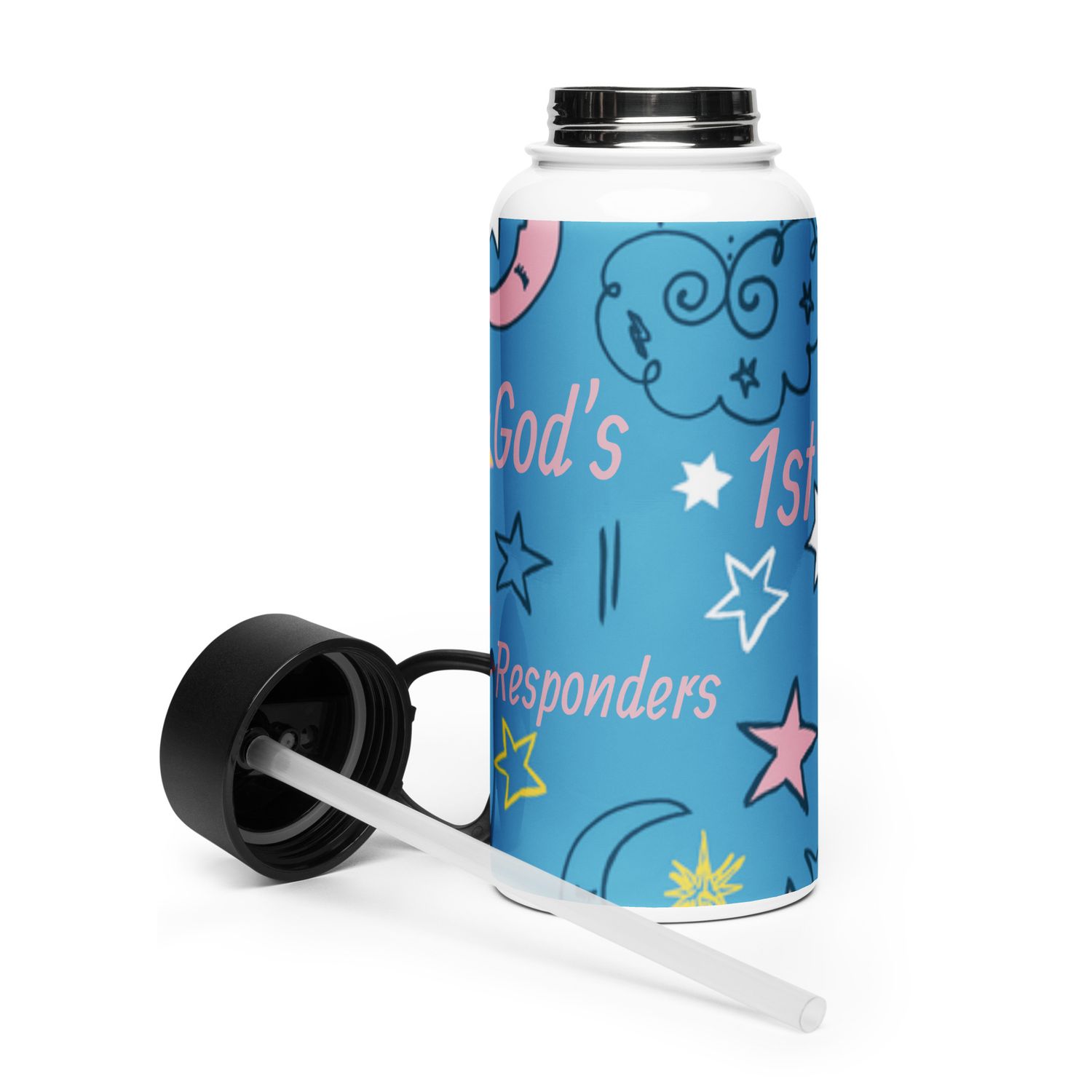 Stainless steel water bottle with a straw lid