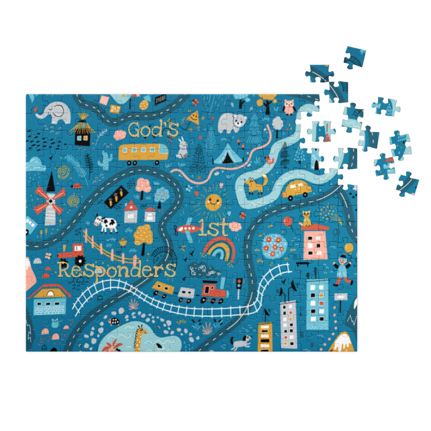 Jigsaw puzzle with tin
