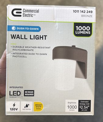Commercial Electric FE 60-Watt, Equivalent CE Integrated LED Jelly Jar Bronze, Outdoor Hardwired Wall Sconce Light 4000K