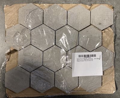 Take Home Tile Sample - Cementino Hex 3 in. x 3 in. Matte Mesh Mounted Mosaic Porcelain Floor and Wall Tile