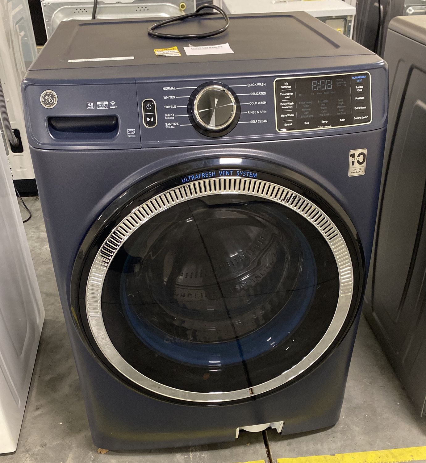 GE UltraFresh Vent System 4.8-cu ft Stackable Smart Front-Load Washer (Sapphire Blue) ENERGY STAR