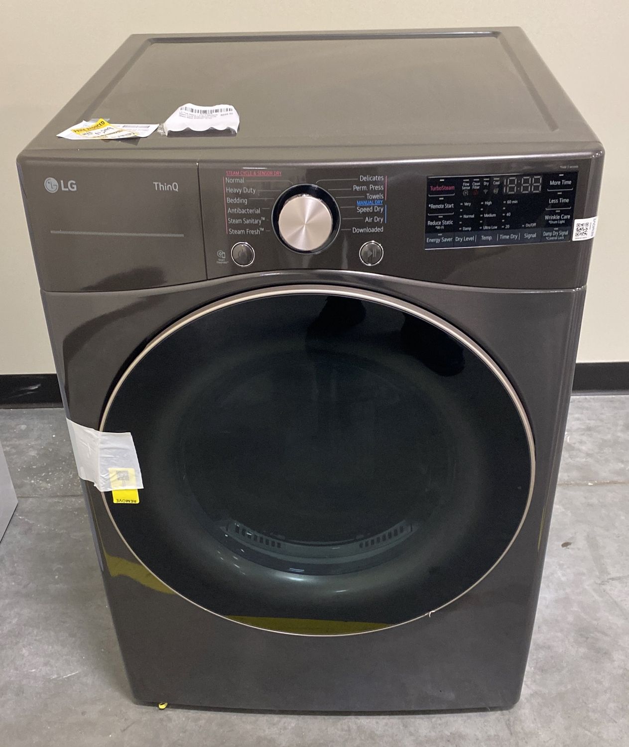 LG True Steam 7.4-cu ft Stackable Steam Cycle Smart Electric Dryer (Black Steel) ENERGY STAR