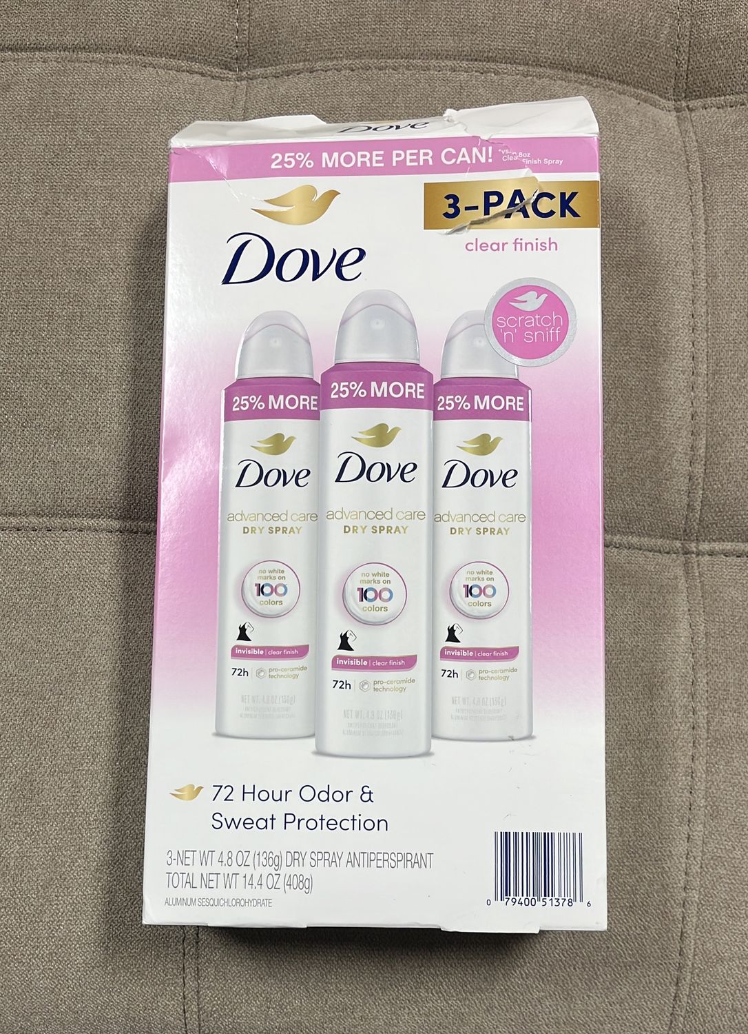 Dove Advanced Care Clear Finish Antiperspirant Spray, 4.8 oz., 3 pk.