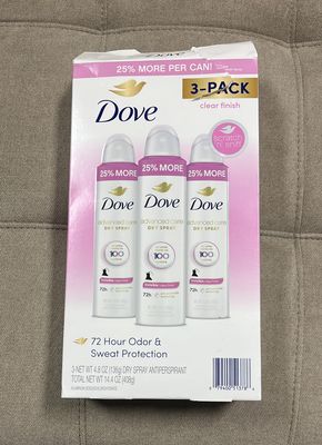 Dove Advanced Care Clear Finish Antiperspirant Spray, 4.8 oz., 3 pk.