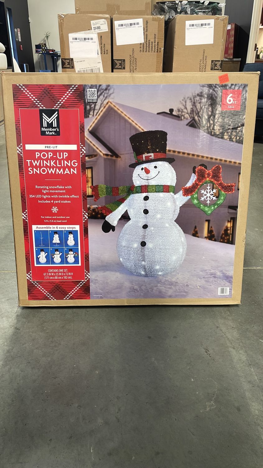 Member's Mark 6' Pre-Lit Pop-up Twinkling Snowman