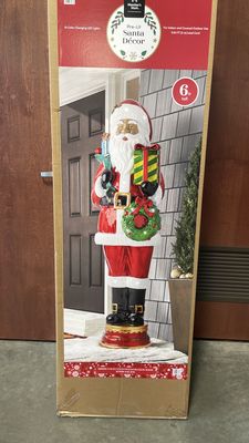 Member's Mark LED Pre-Lit Resin Santa, 6ft, Multicultural