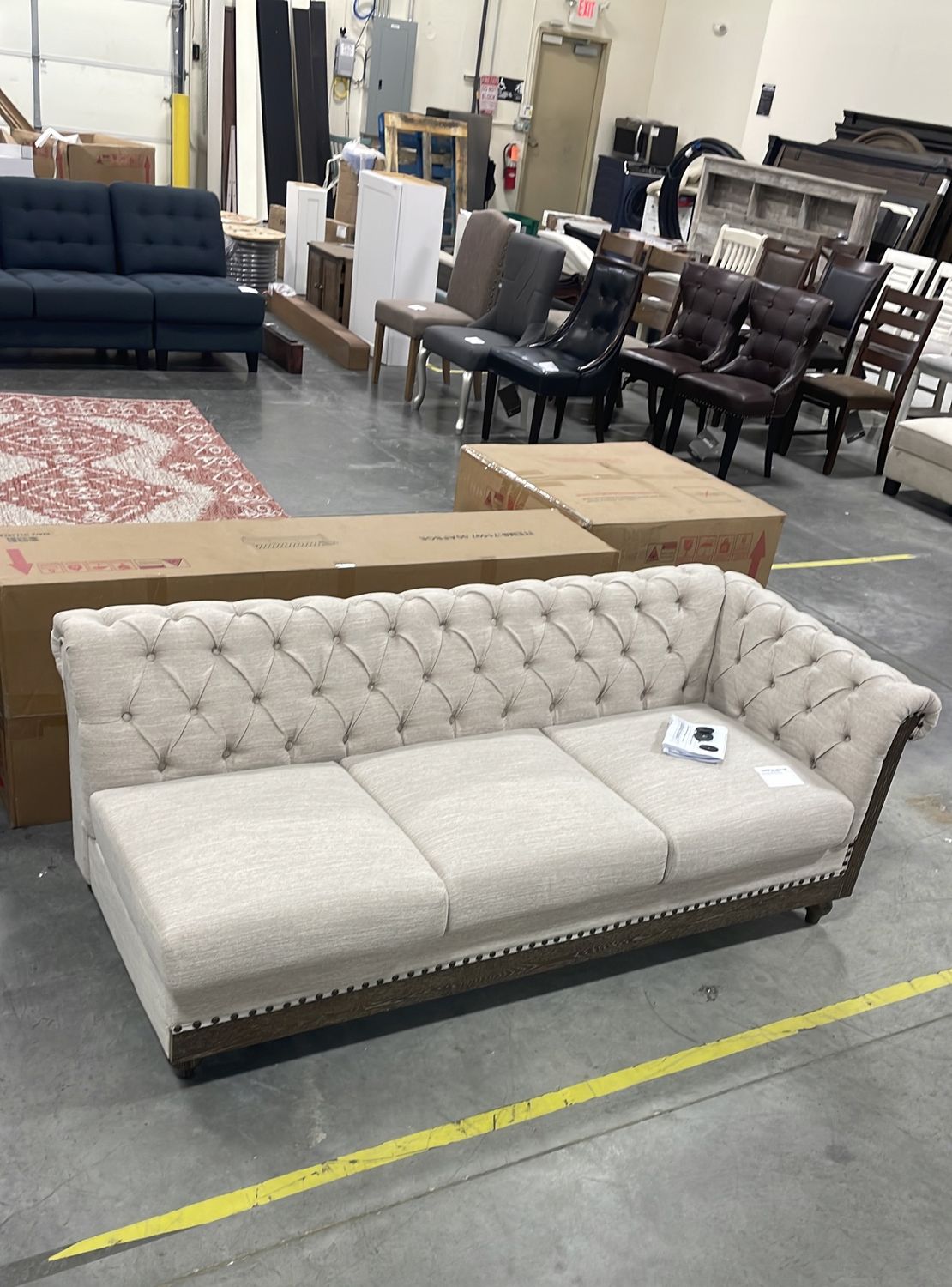 Christopher Knight Home Sectional Sofa L-shape Corner Recliner Couches with Button Tufted Backrest and Roll Armfor Living Room