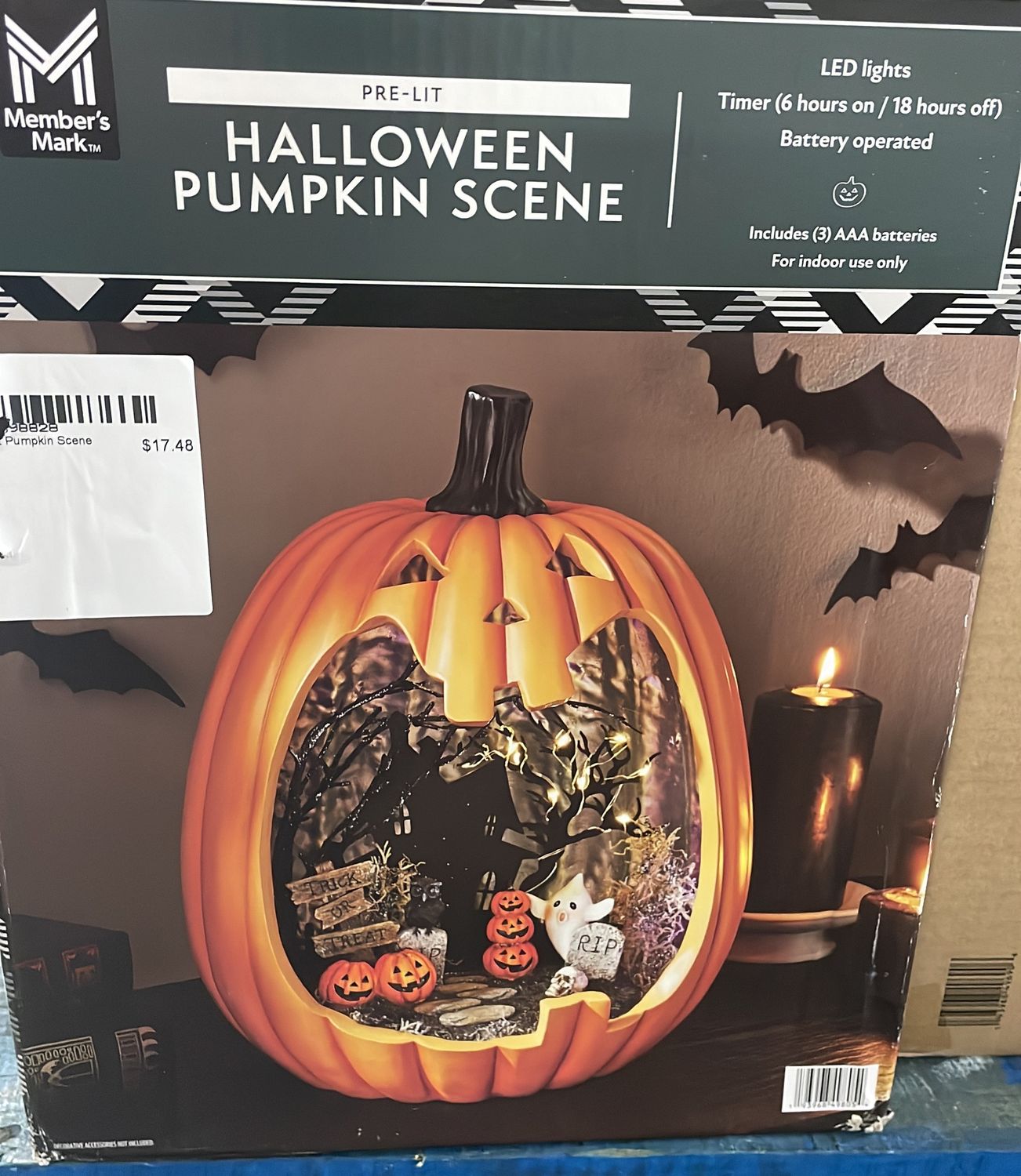 Member's Mark 13.75" Pre-Lit Pumpkin Scene