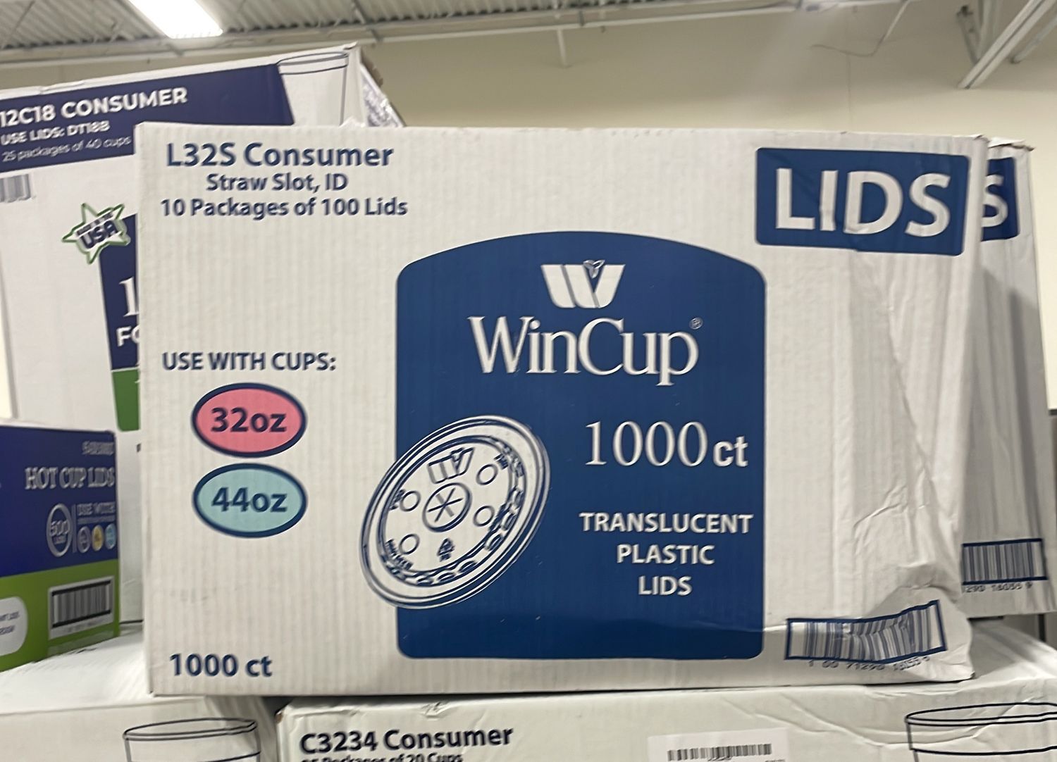 Wincup Translucent Plastic Lids with Straw Slot, 1000 ct.