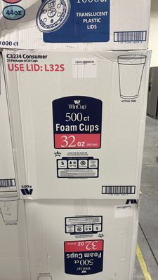 WinCup Foam Drink Cups, White 32 oz