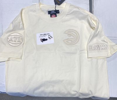 NBA ATLANTA HAWKS NEUTRAL COTTON JERSEY DROP SHOULDER TEE- MEDIUM