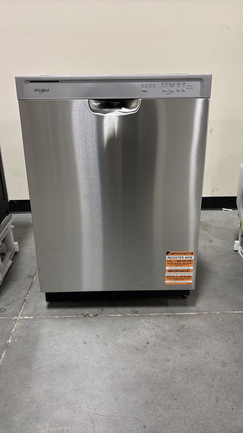 Whirlpool - 24 in. Front Built-In Tall Tub Dishwasher in Stainless Steel with 4 -Cycles