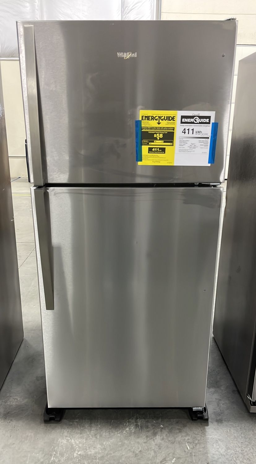 Whirlpool® 18.2 Cu. Ft. Top Freezer Refrigerator Monochromatic Stainless Steel - Model # WRT318FZDM
