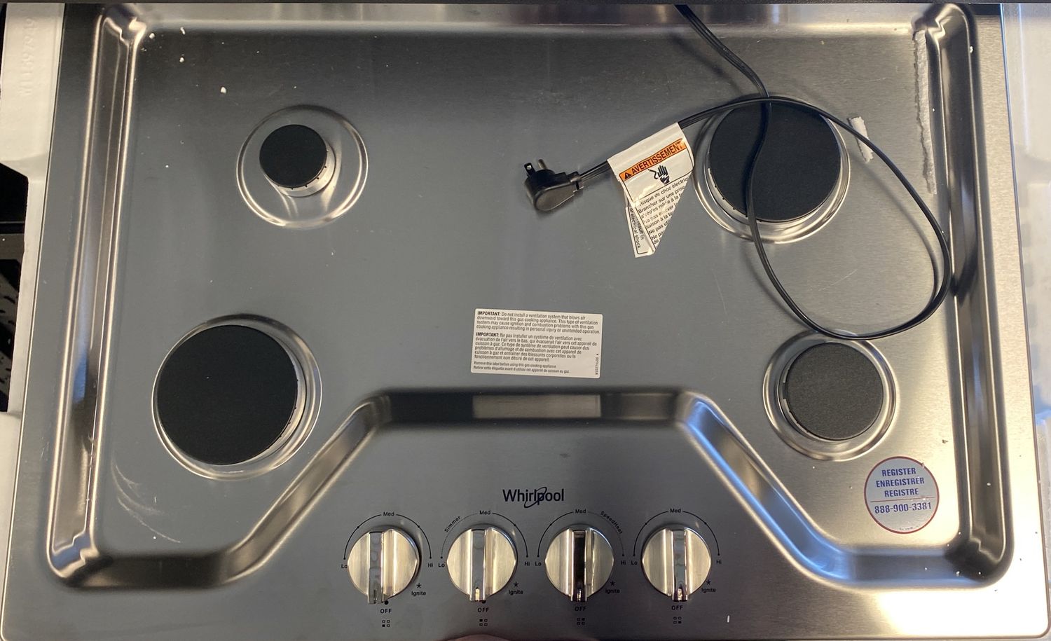 Whirlpool® 30" Stainless Steel Gas Cooktop - Model #  WCGK5030PS -