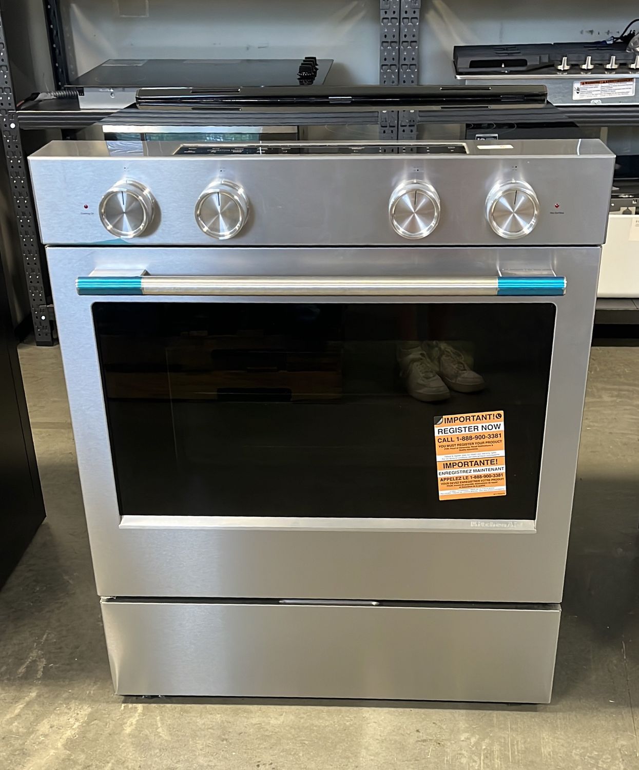 KitchenAid® 30" 5-Burner PrintShield™ Stainless Finish Glass-Top Slide-In Electric Range - Model # KSES330SPS - Class-B Scratch &amp; Dent Manufacturer Warranty