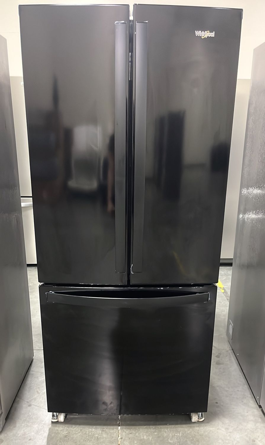 Whirlpool® 19.68 Cu. Ft. French Door Refrigerator-Black - Model # WRF560SMHB - Class-B Scratch &amp; Dent Manufacturer Warranty
