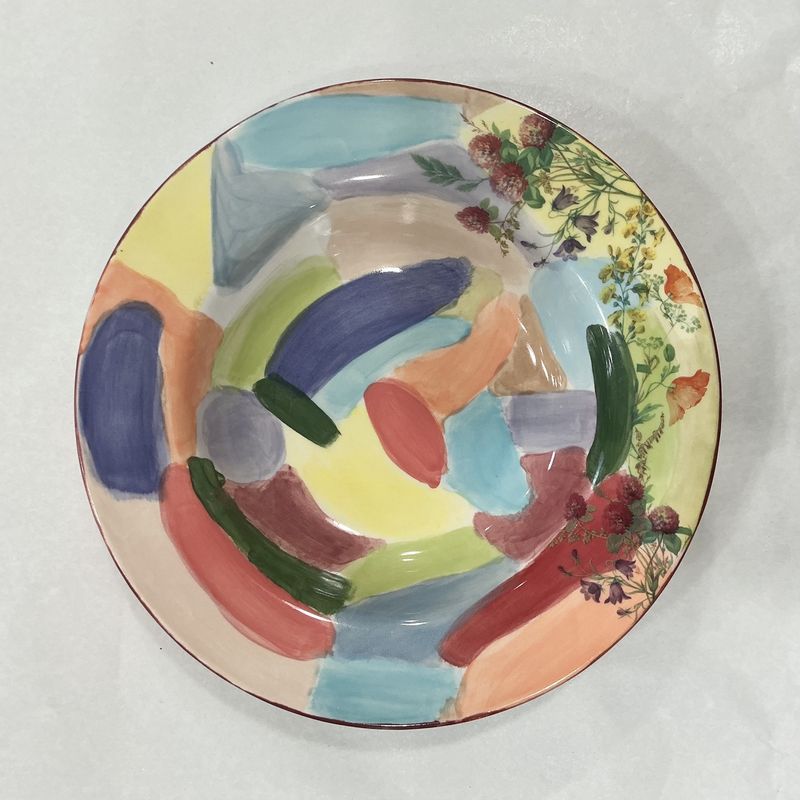 Color Block &amp; Flowers soup plates - Full set