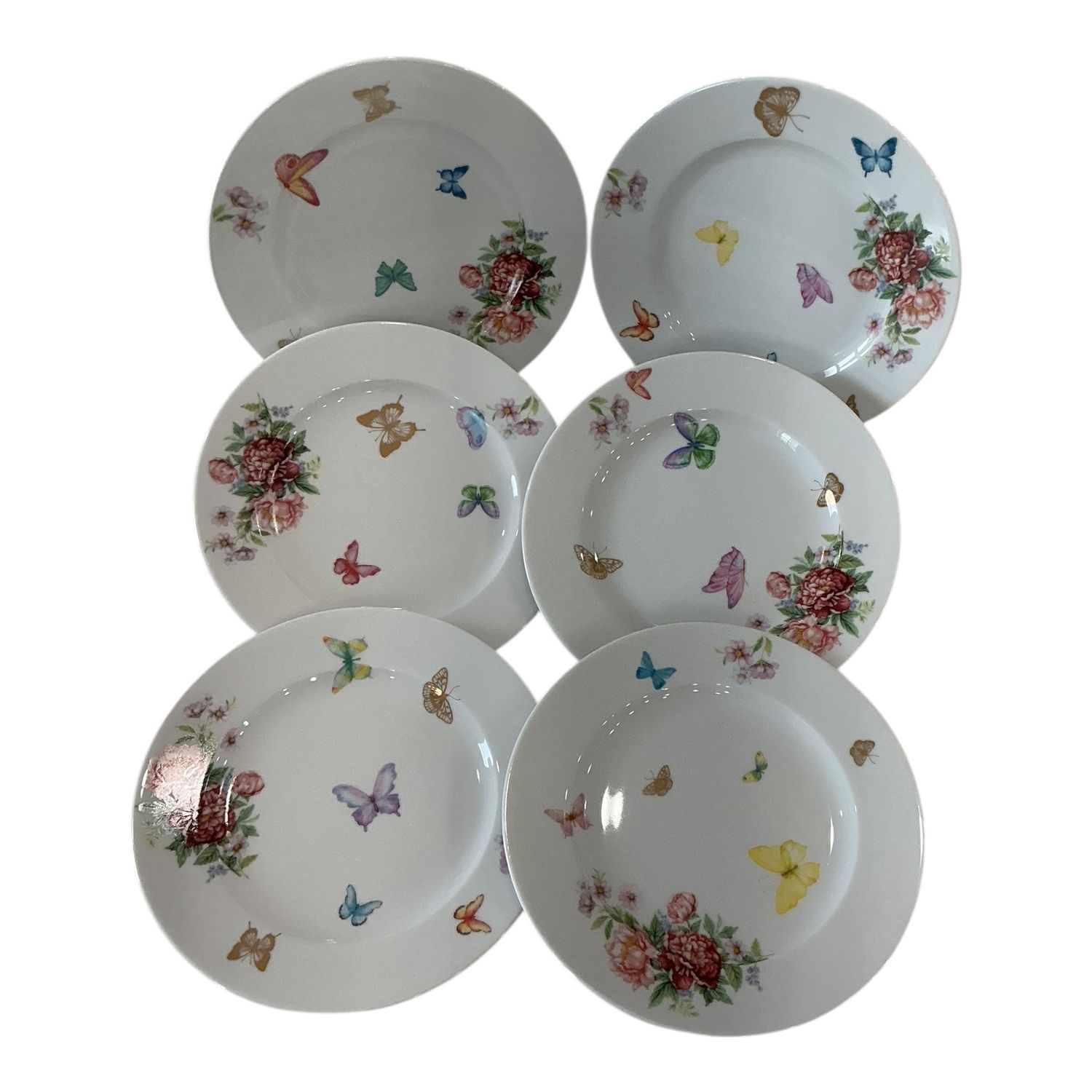 White butterfly dessert set - gold butterflies