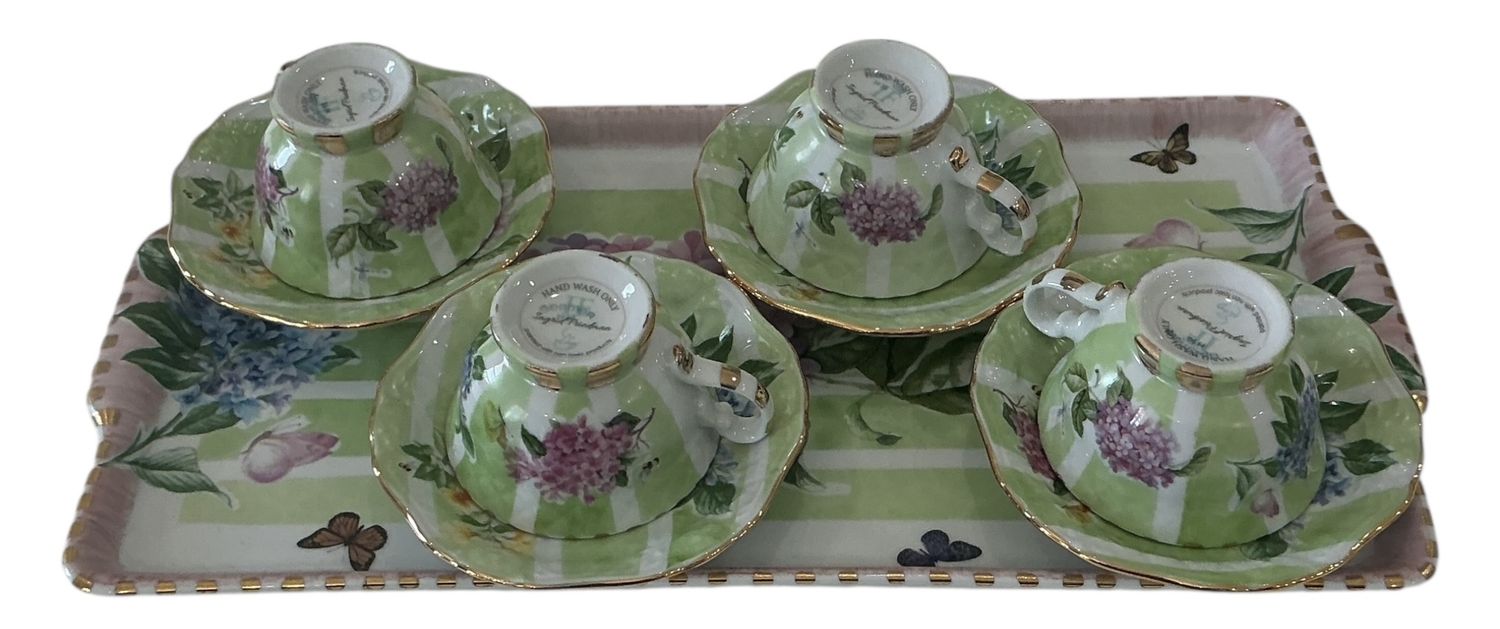 Green stripes + flowers + gold