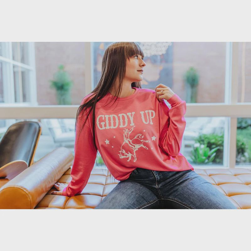 Giddy Up Light Weight Flocking Sweatshirt