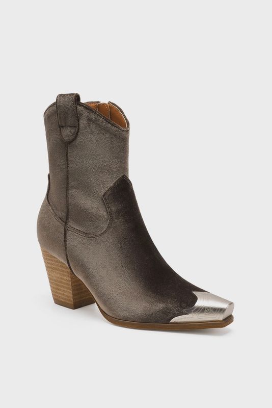 DAKOTA-V Velvet Western Ankle Boots
