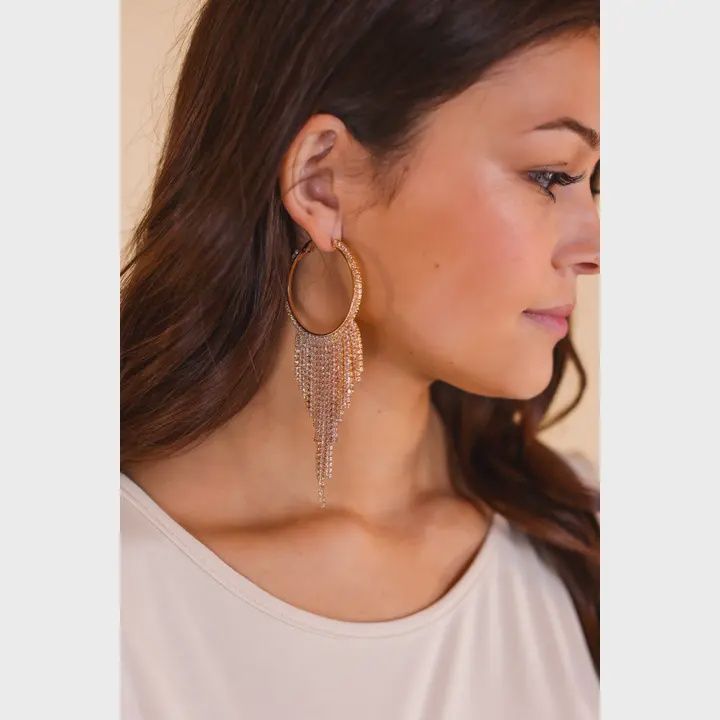 Love Me For Me Gold Fringe Beaded Earrings