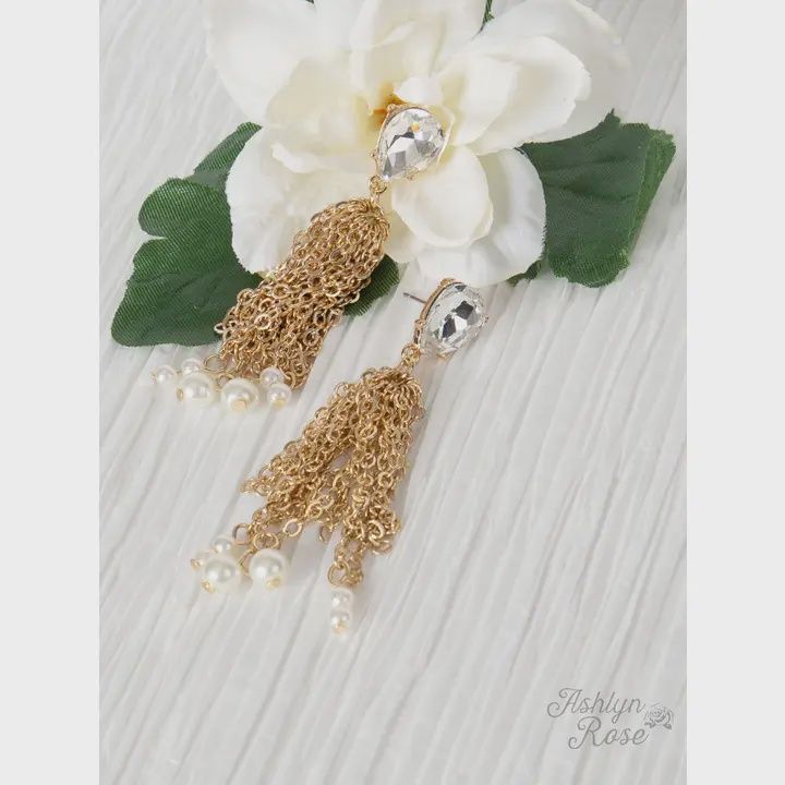 Southern Pearl Chain Tassel Earrings