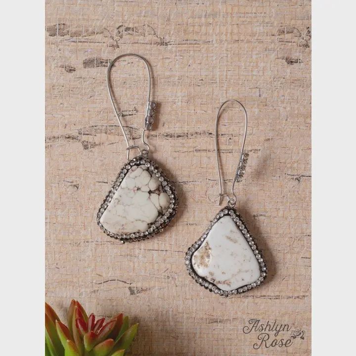 You Rock My Soul Rhinestone Cream Dangle Earrings