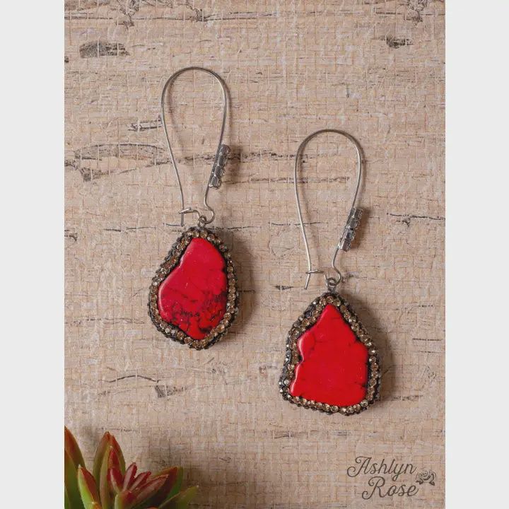 You Rock My Soul Rhinestone Fire Red Stone Dangle Earrings