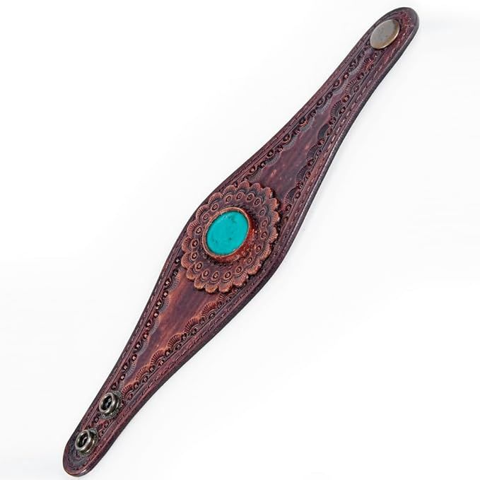 American Darling Bracelet Hand Tooled Carved Genuine Leather Women | Handmade Western Rustic