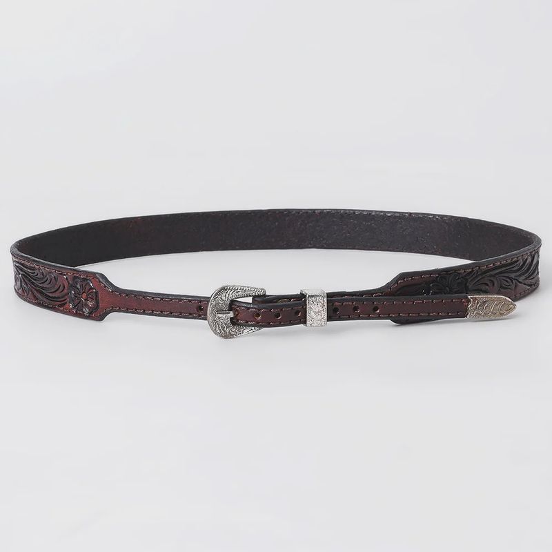 American Darling Dark Brown Hand tooled Hatband Genuine American Leather Western Adjustable Unisex