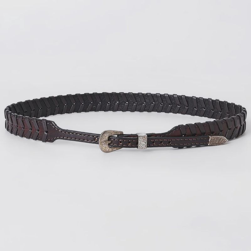 American Darling Hand tooled Hatband Genuine American Leather Western Adjustable Unisex Hatband dark braided