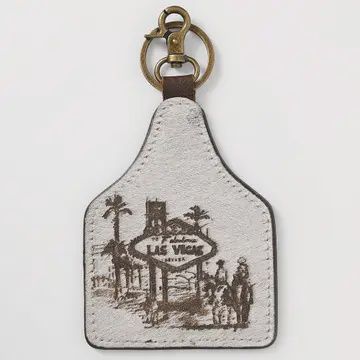 American Darling Hair On Genuine Leather Keyring, style: vegas scene